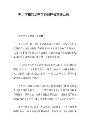 中小学生安全教育心得体会集锦五篇.docx