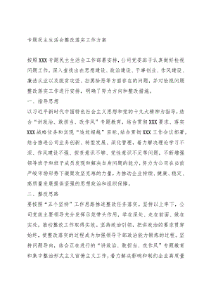 专题民主生活会整改落实工作方案.docx