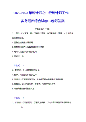 2022-2023年统计师之中级统计师工作实务题库综合试卷B卷附答案.docx