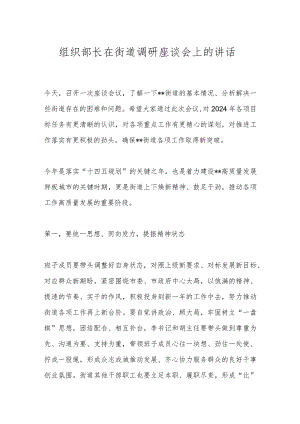组织部长在街道调研座谈会上的讲话.docx