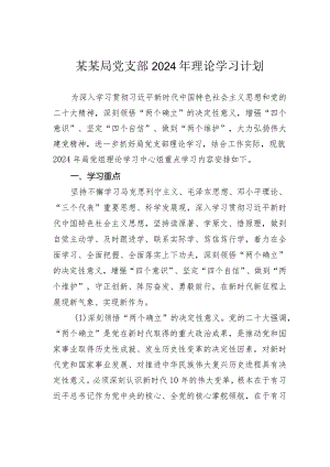 某某局党支部2024年理论学习计划.docx