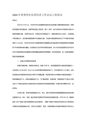 2024年省领导在民营经济工作会议上的讲话.docx