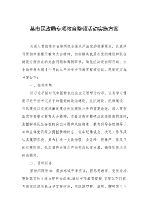 某市民政局专项教育整顿活动实施方案.docx