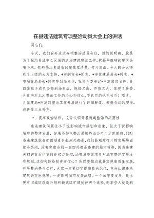 在县违法建筑专项整治动员大会上的讲话&集团党委2023年度主题教育专题民主生活会对照检查材料.docx
