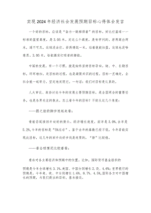 实现2024年经济社会发展预期目标心得体会发言.docx