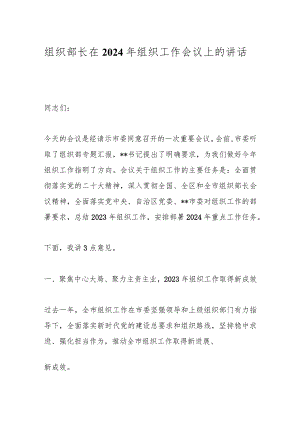 组织部长在2024年组织工作会议上的讲话.docx