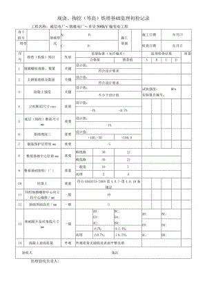 现浇掏挖（等高）基础监理验收记录.docx