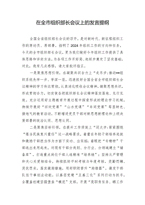在全市组织部长会议上的发言提纲.docx