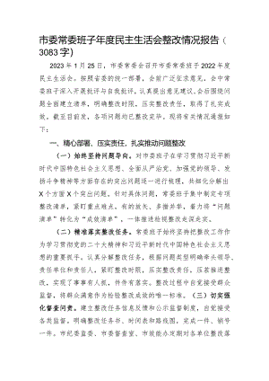 市委常委班子上年度民主生活会整改情况报告.docx