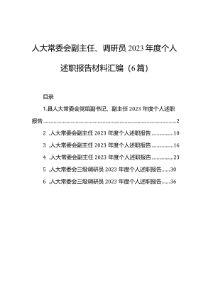 人大常委会副主任、调研员2023年度个人述职报告材料汇编（6篇）.docx