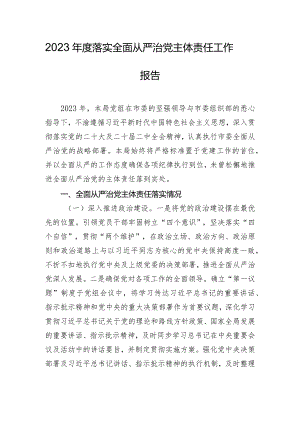 2023年度落实全面从严治党主体责任工作报告.docx