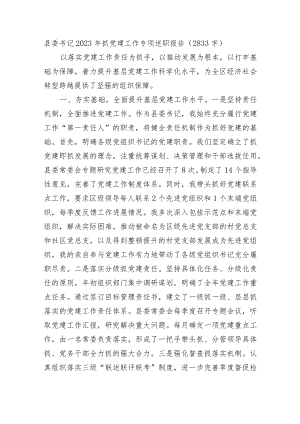 县委书记2023年抓党建工作专项述职报告.docx