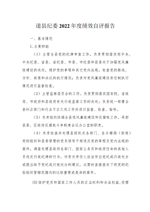 道县纪委2022年度绩效自评报告.docx