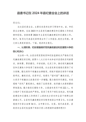 县委书记在2024年县纪委全会上的讲话.docx