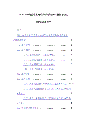 2024年市场监管系统城镇燃气安全专项整治行动实施方案参考范文.docx