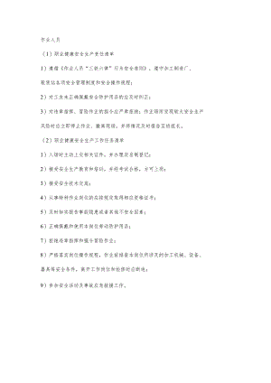 厂区作业人员职业健康安全生产责任清单及工作任务清单.docx