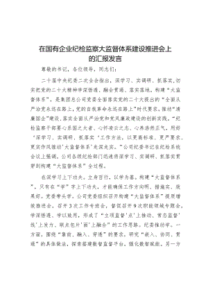 在大监督体系建设推进会上的汇报发言（国企）（纪检监察）.docx