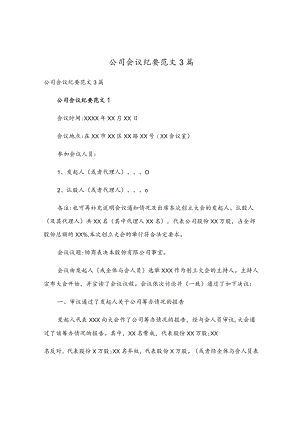 公司会议纪要范文3篇.docx