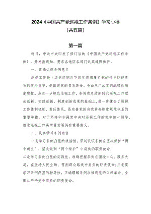 2024《中国共产党巡视工作条例》学习心得共五篇.docx