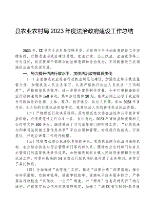 县农业农村局2023年度法治政府建设工作总结.docx