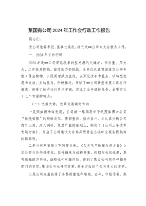 某国有公司2024年工作会行政工作报告.docx