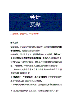 财务会计人员全年工作计划表模板.docx