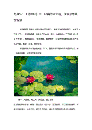 彭真怀：《道德经》中经典的四句话代表顶级处世智慧.docx