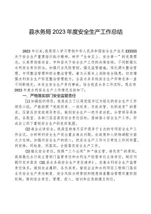 县水务局2023年度安全生产工作总结.docx