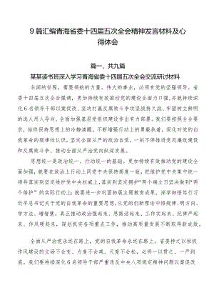 9篇汇编青海省委十四届五次全会精神发言材料及心得体会.docx