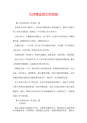九月营业员工作总结.docx
