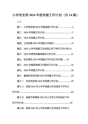 小学党支部2024年度党建工作计划（共14篇）.docx