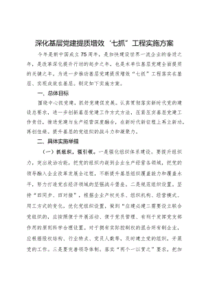 深化基层党建提质增效“七抓”工程实施方案.docx