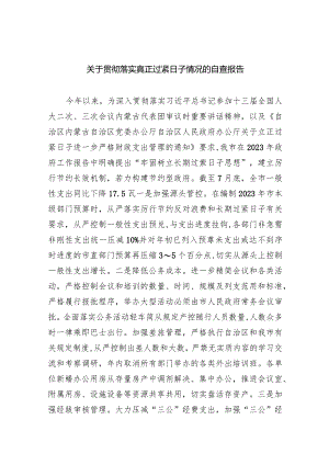关于贯彻落实真正过紧日子情况的自查报告8篇（完整版）.docx