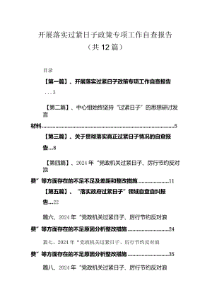 （12篇）开展落实过紧日子政策专项工作自查报告.docx