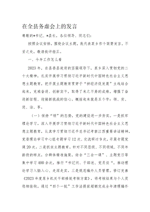 在全县务虚会上的发言.docx