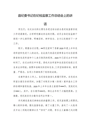 县纪委书记在纪检监察工作总结会上的讲话.docx