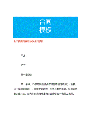 合作拍摄电视剧协议合同模板.docx