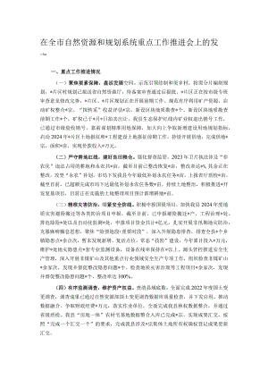 在全市自然资源和规划系统重点工作推进会上的发言.docx