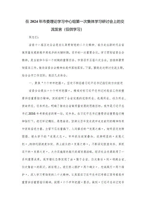 在2024年市委理论学习中心组第一次集体学习研讨会上的交流发言.docx