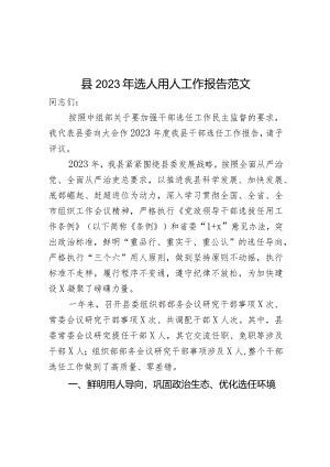 2023年选人用人工作报告干部选拔任用汇报总结.docx