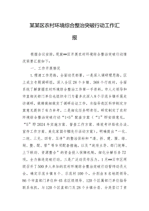 某某区农村环境综合整治突破行动工作汇报.docx