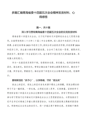 多篇汇编青海省委十四届五次全会精神发言材料、心得感悟.docx