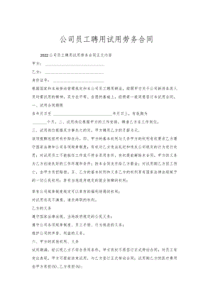 公司员工聘用试用劳务合同_1.docx
