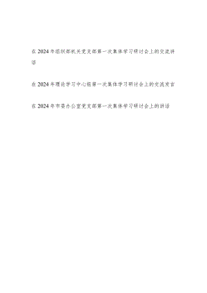 在2024年党支部理论学习中心组第一次集体学习研讨会上的研讨交流讲话发言3篇.docx