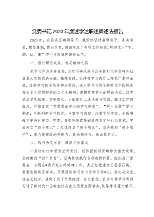 党委书记2023年度述学述职述廉述法报告.docx