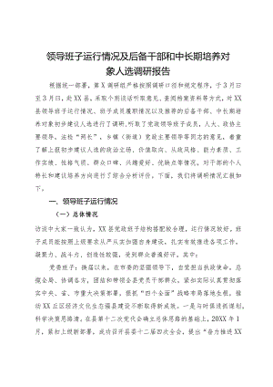 领导班子运行情况及后备干部和中长期培养对象人选调研报告.docx