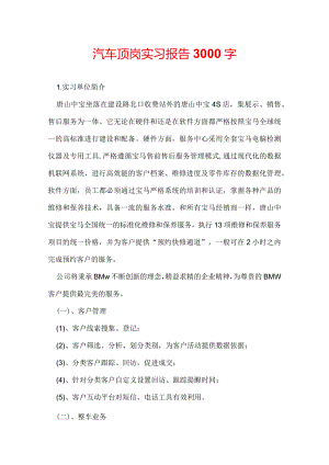 汽车顶岗实习报告3000字.docx