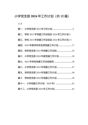 小学党支部2024年工作计划12篇（精选版）.docx
