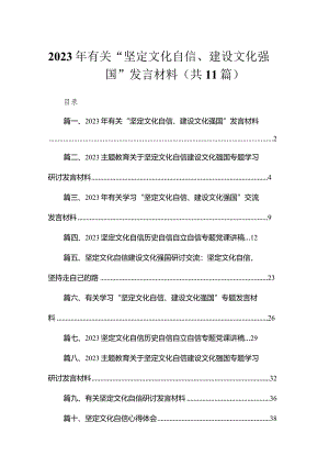 2023年有关“坚定文化自信、建设文化强国”发言材料（共11篇）.docx