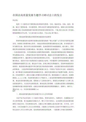 在国企高质量发展专题学习研讨会上的发言.docx